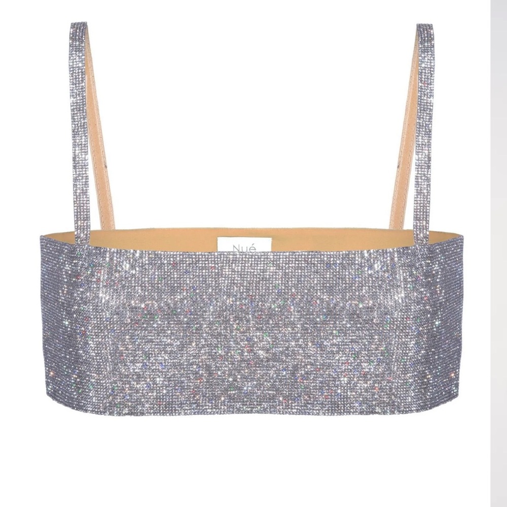 Nue studios crystal Charlotte top BNWT Sz S silver